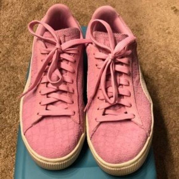 PUMA Pink suede/alligator embossed Sneakers - Picture 1 of 8